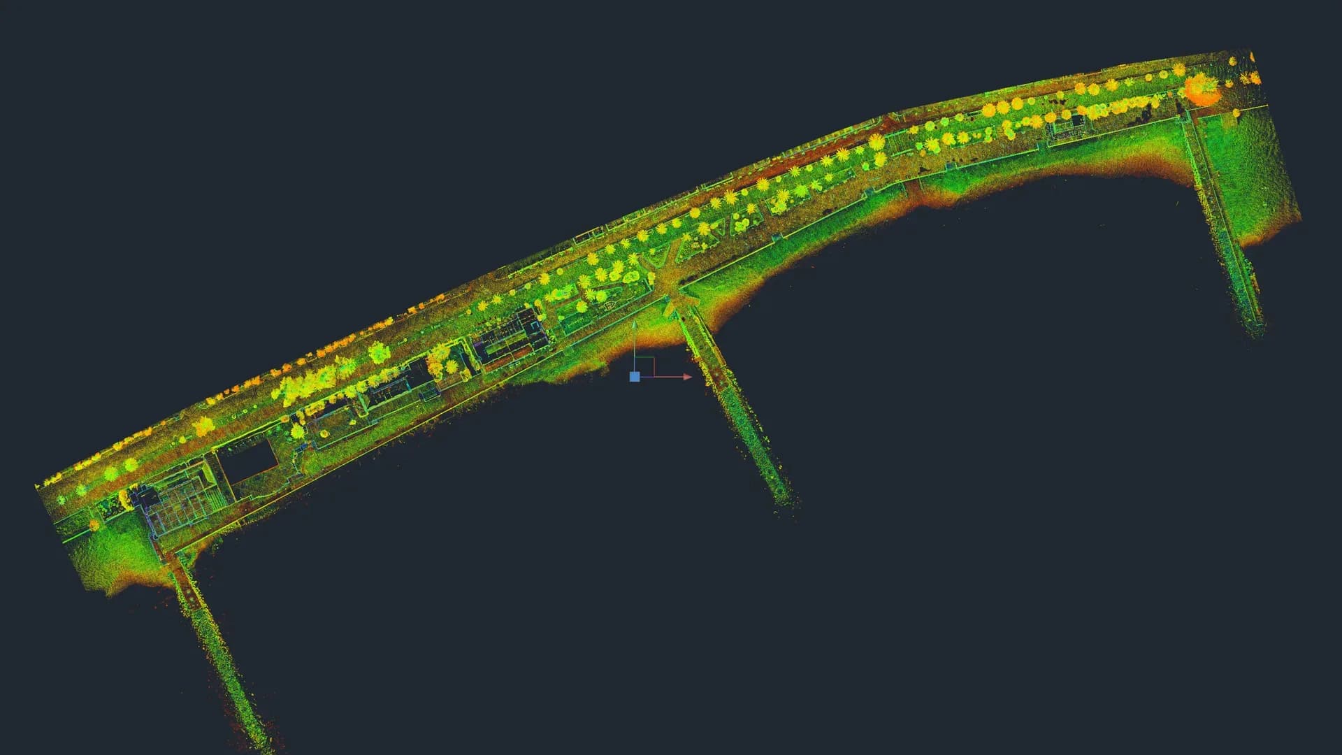 Georeferenced point cloud of the Sitges seafront, plan view